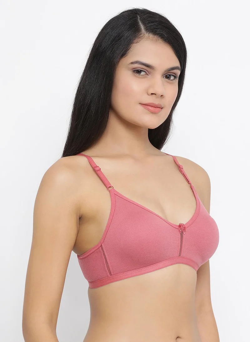 Clovia Multicolour Non-Padded Non-Wired Full Coverage T-shirt Bra in Nude Colour & Dusty Pink - Cotton Rich for Women | Best Price UAE
